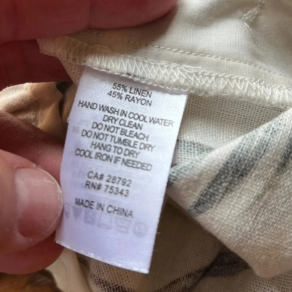 Joie Linen Blend Pants‎ Cropped Wide Leg Leaves Beach Waist Tie Size 6 NWOT - Picture 4 of 4